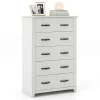 5-Drawer Storage Cabinet, 31 x 17 x 47 in, MDF - Dark Grey, Walnut, Or White