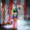 5 Ft 10 3/4" Animated Standing Light-Up LED Stacked Clown Trio Halloween Decoration