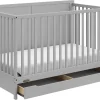 5-in-1 Convertible Baby Crib With Storage Drawer - Black