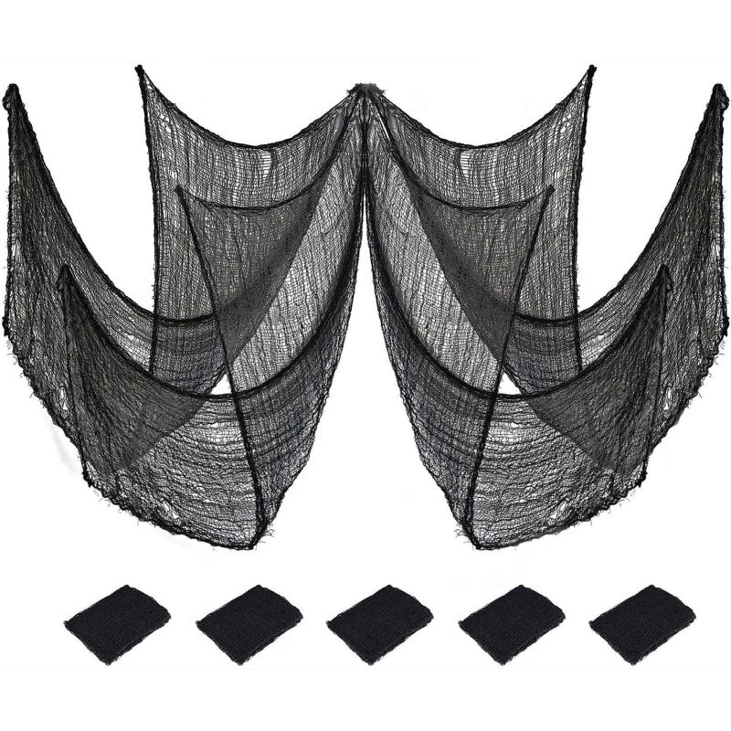 5 Pack Halloween Decorations, Kabnic Halloween Gauze - Black Creepy Cloth for Indoor & Outdoor Halloween Decor, Haunted