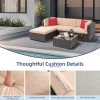 5-Piece All-Weather Wicker Patio Conversation Set With Ottoman And Cushions