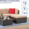 5-Piece All-Weather Wicker Patio Conversation Set With Ottoman And Cushions