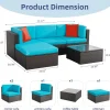 5-Piece All-Weather Wicker Patio Conversation Set With Ottoman And Cushions