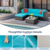 5-Piece All-Weather Wicker Patio Conversation Set With Ottoman And Cushions