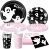 50/73/93Pcs Halloween Boo Party Tableware Supplies Decorations, Spooky Ghost Plates Napkins Boo Ghost Tableware Tableclo