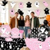 50/73/93Pcs Halloween Boo Party Tableware Supplies Decorations, Spooky Ghost Plates Napkins Boo Ghost Tableware Tableclo