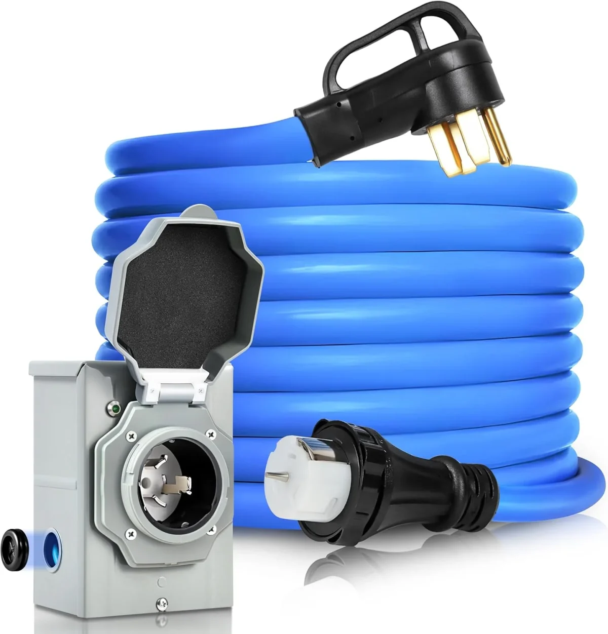 50 Amp Generator Cord And Pre-Drilled Power Inlet Box, 50FT, 125/250V - PB50