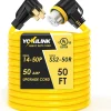 50 Feet 50 Amp RV/Generator Cord, 6/3+8/1 Gauge STW Wire - NEMA 14-50P To SS2-50R