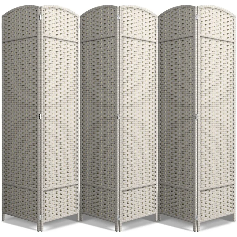 6-Panel Room Divider Privacy Screen With Hand-Woven Mesh Panels - 6 Ft Tall