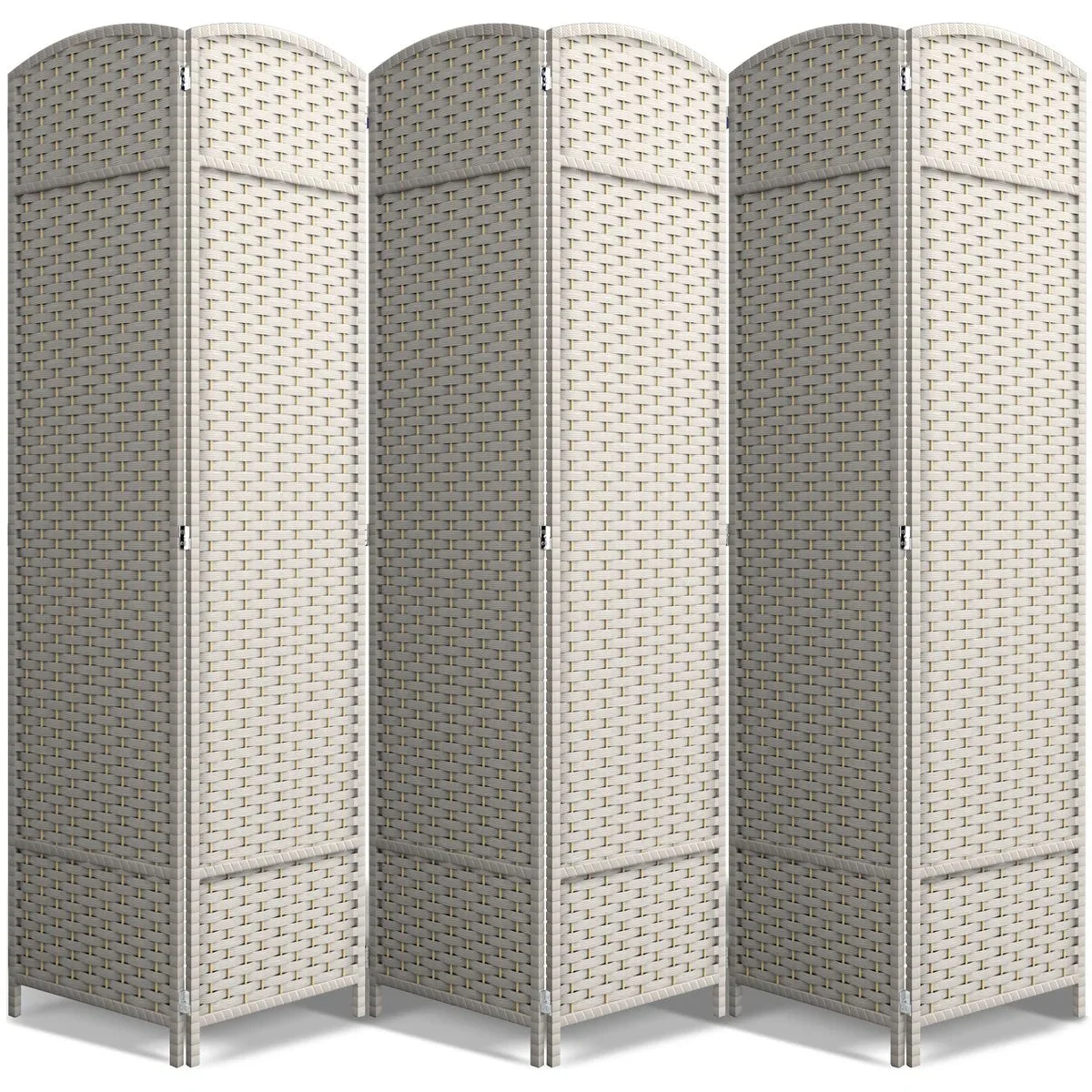 6-Panel Room Divider Privacy Screen With Hand-Woven Mesh Panels - 6 Ft Tall