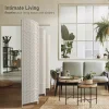 6-Panel Room Divider Privacy Screen With Hand-Woven Mesh Panels - 6 Ft Tall