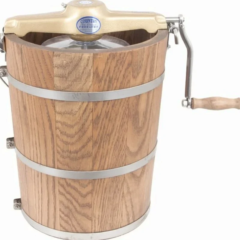 6 qt Country Ice Cream Maker With Classic Wooden Tub - Hand Crank