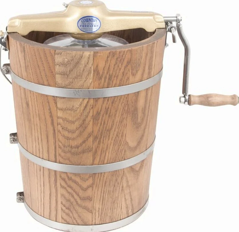 6 qt Country Ice Cream Maker With Classic Wooden Tub - Hand Crank
