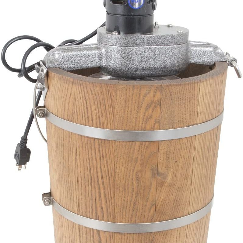 6-Quart White Oak Tub Ice Cream Maker With Electric Motor
