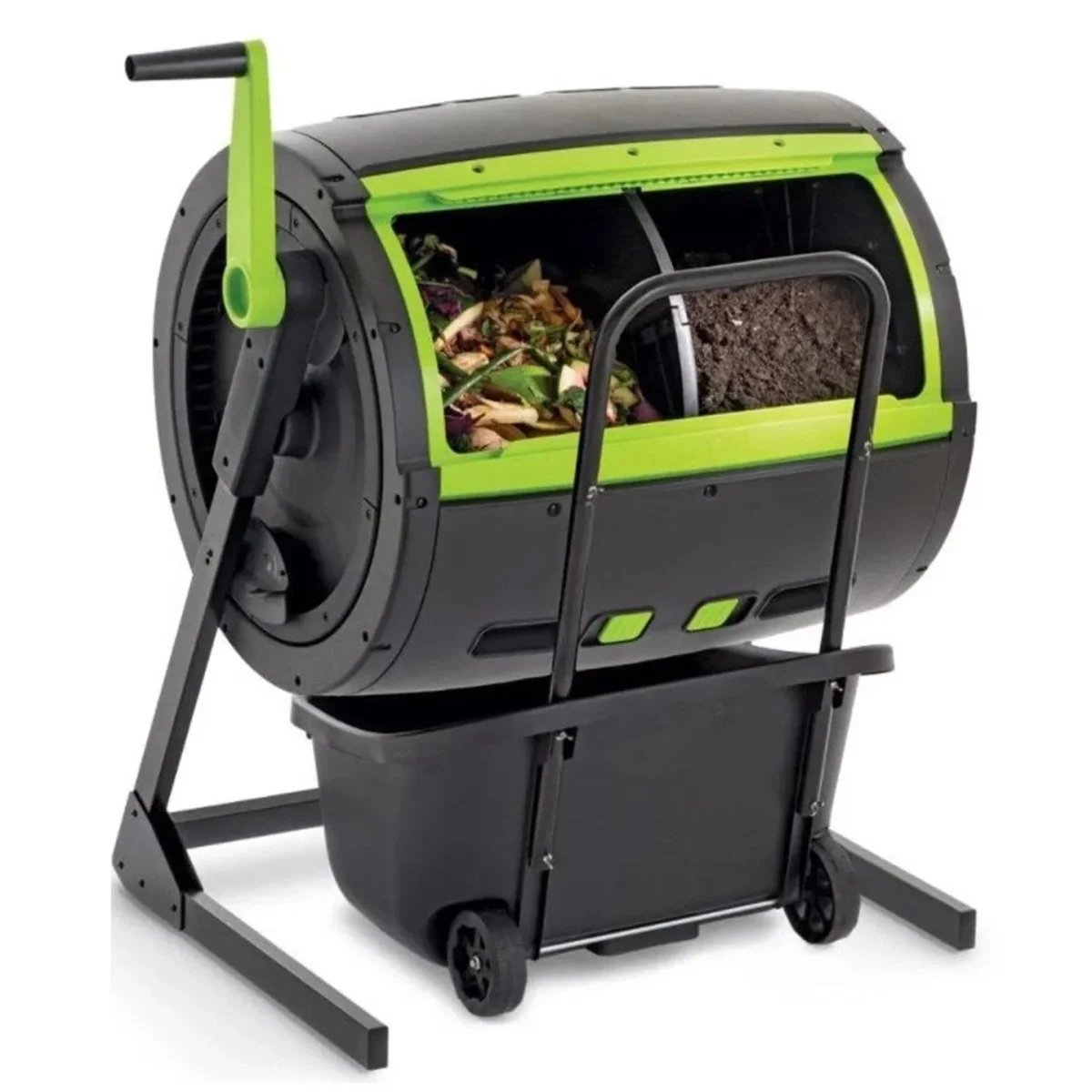 65-Gallon Compost Tumbler And Cart Combo - Black