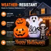 6ft Halloween Inflatable Outdoor Decorations, Lighted Pumpkin Ghost Skeleton with Bat, Built-in LED Lights, Blow Up Hall