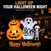 6ft Halloween Inflatable Outdoor Decorations, Lighted Pumpkin Ghost Skeleton with Bat, Built-in LED Lights, Blow Up Hall