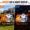6ft Halloween Inflatable Outdoor Decorations, Lighted Pumpkin Ghost Skeleton with Bat, Built-in LED Lights, Blow Up Hall