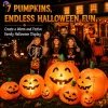 7.5 FT Long Halloween Inflatables Pumpkin Family Lighted,7 Pumpkins Blow Up Yard Decoration, Built-in LEDs, Stakes & Tet
