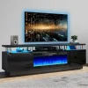 70 Inch TV Stand With 36 Inch Electric Fireplace And Adjustable Shelves