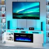 70 Inch TV Stand With 36 Inch Electric Fireplace And Adjustable Shelves