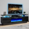70-Inch TV Stand With 36-Inch Electric Fireplace And Adjustable Shelves