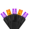70 LED Purple and Orange String Lights for Halloween Displays Party Decoration, 24', Indoor Outdoor Black Wire