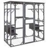 71-Inch Outdoor Wooden Catio Enclosure With 7 Platforms And 2 Condos - Grey