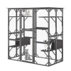 71-Inch Outdoor Wooden Catio Enclosure With 7 Platforms And 2 Condos - Grey