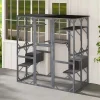 71-Inch Outdoor Wooden Catio Enclosure With 7 Platforms And 2 Condos - Grey