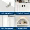 72in Tall Farmhouse 5-Tier Arched Bookcase With Double Doors And Adjustable Shelf