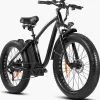 Electric Mountain Bike, 750W, 48V/15Ah Battery, Shimano 7-Speed, Black