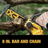 8-Inch 20V Cordless Pruning Chainsaw Kit With 3Ah Battery And Charger - DCCS623L1