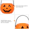 8-Pack Plastic Pumpkin Candy Buckets - Halloween Trick or Treat Pails for Kids, Orange Party Decorations, Durable Candy