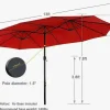 8-Piece Patio Dining Set With Umbrella And 6 Sling Dining Swivel Chairs