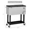 80 Quart Rolling Ice Chest With Shelf - Grey