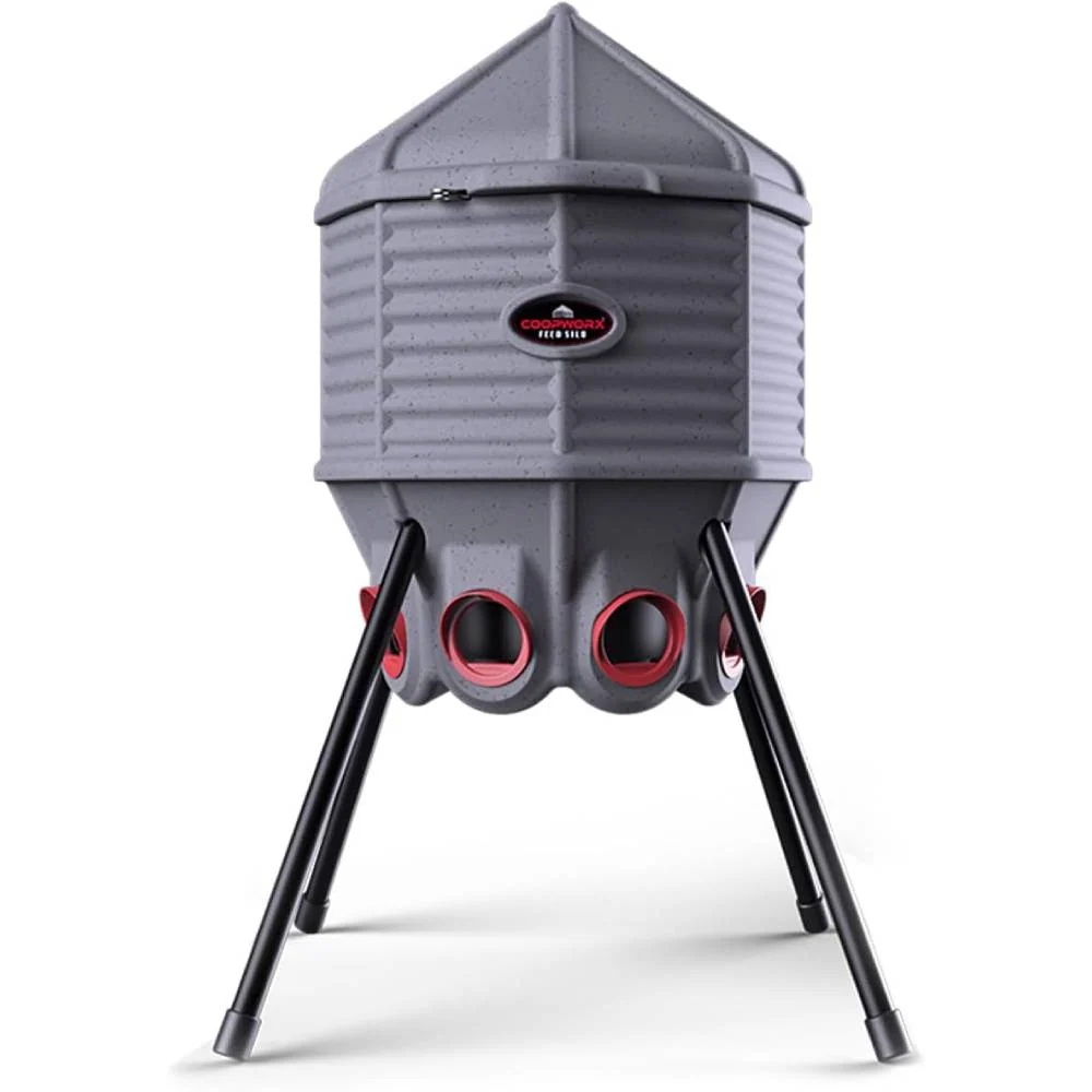 80lb Poultry Feeder, Adjustable Height, UV Stable, Weather Resistant, 8 Ports, Made In USA