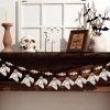 84 Inch Halloween Ghost Banner with Witch Hat, Rustic Wooden Bead Ghost Banner, Halloween Hanging Decor for Fireplace, M