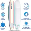 8ft Soft Top Foam Surfboard, EPS Core, 3 Stringers, Wax-Free Longboard, 200lb Capacity