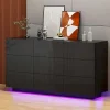 9-Drawer MDF Dresser With LED Lights, 15.7 W x 55.1 L x 30.3 H