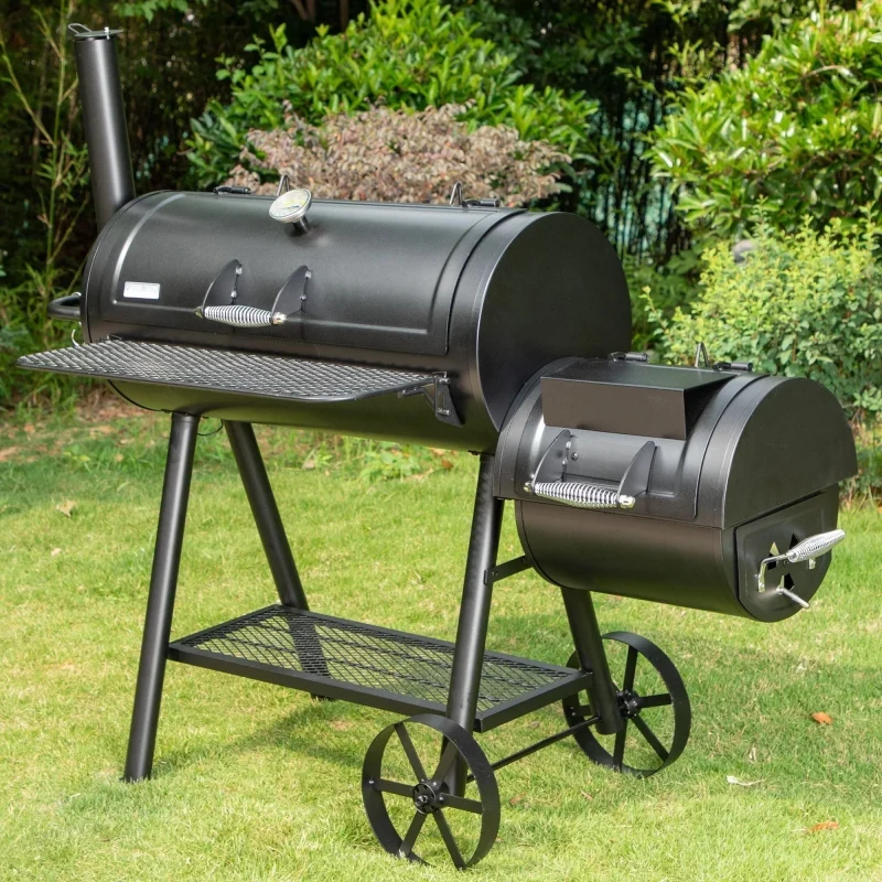 941 Sq. In. Charcoal Grill With Offset Smoker - Black