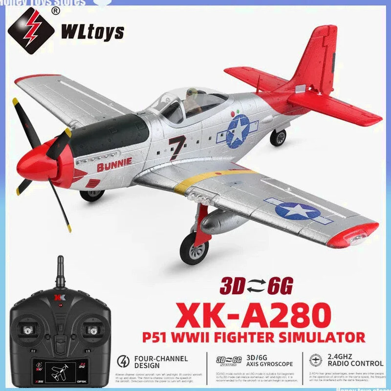 RC Plane 2.4G 4CH 3D6G P51 Fighter 56CM x 49CM - A280