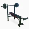 Adjustable Standard Weight Bench With Rack, Leg Extension And 90 lb Weight Set - 59 in L x 54.75 in W x 48 in H
