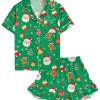 Aideaone Girls Satin Pajama Set Short Sleeve Button Down Silk Sleepwear 2 Piece Summer Loungewear for Child Girl 6-14Y