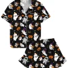 Aideaone Girls Satin Pajama Set Short Sleeve Button Down Silk Sleepwear 2 Piece Summer Loungewear for Child Girl 6-14Y