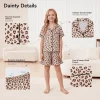 Aideaone Girls Satin Pajama Set Short Sleeve Button Down Silk Sleepwear 2 Piece Summer Loungewear for Child Girl 6-14Y
