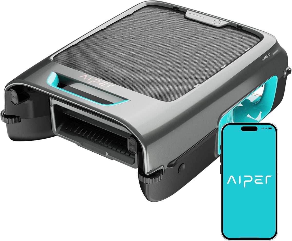 AIPER Solar Pool Skimmer, Gray - Surfer S2