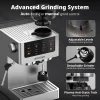 AIRMSEN Espresso Machine With Grinder, 20-Bar, 1350W, 63oz, Brushed Stainless Steel