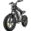 AKEZ Retro Style 1000W Electric Bike, 28 Mph, 94 Mile Range, 20 x 4.0 inch Fat Tires, 7-Speed