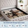 Allewie Queen Lift Up Storage Bed Frame With Wingback Headboard, Light Beige - 80.7 x 60.6 x 44.5 in